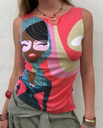 Pink graphic tank top