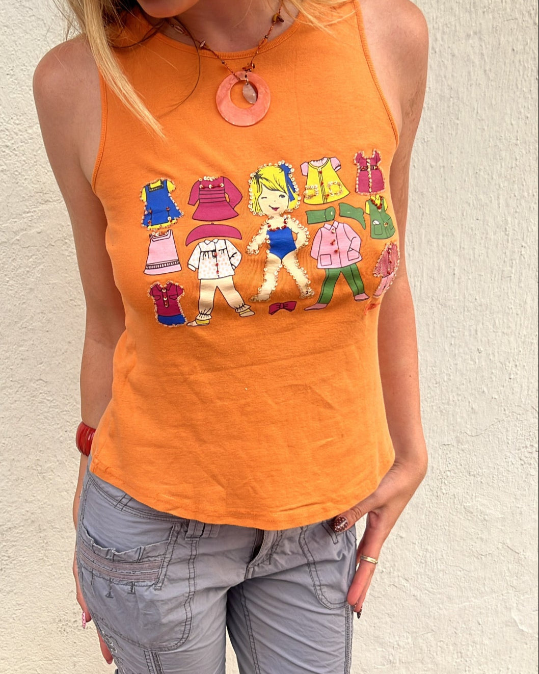 Orange graphic tank top