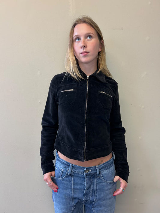 black corduroy zip up jacket