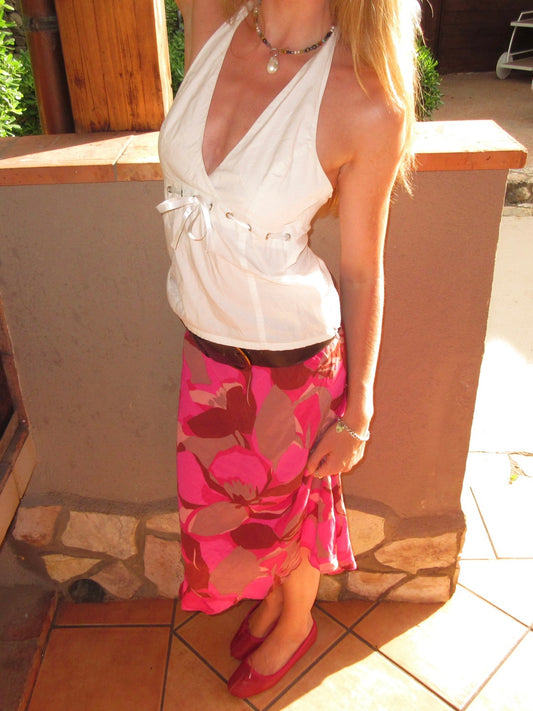 white halter top, S