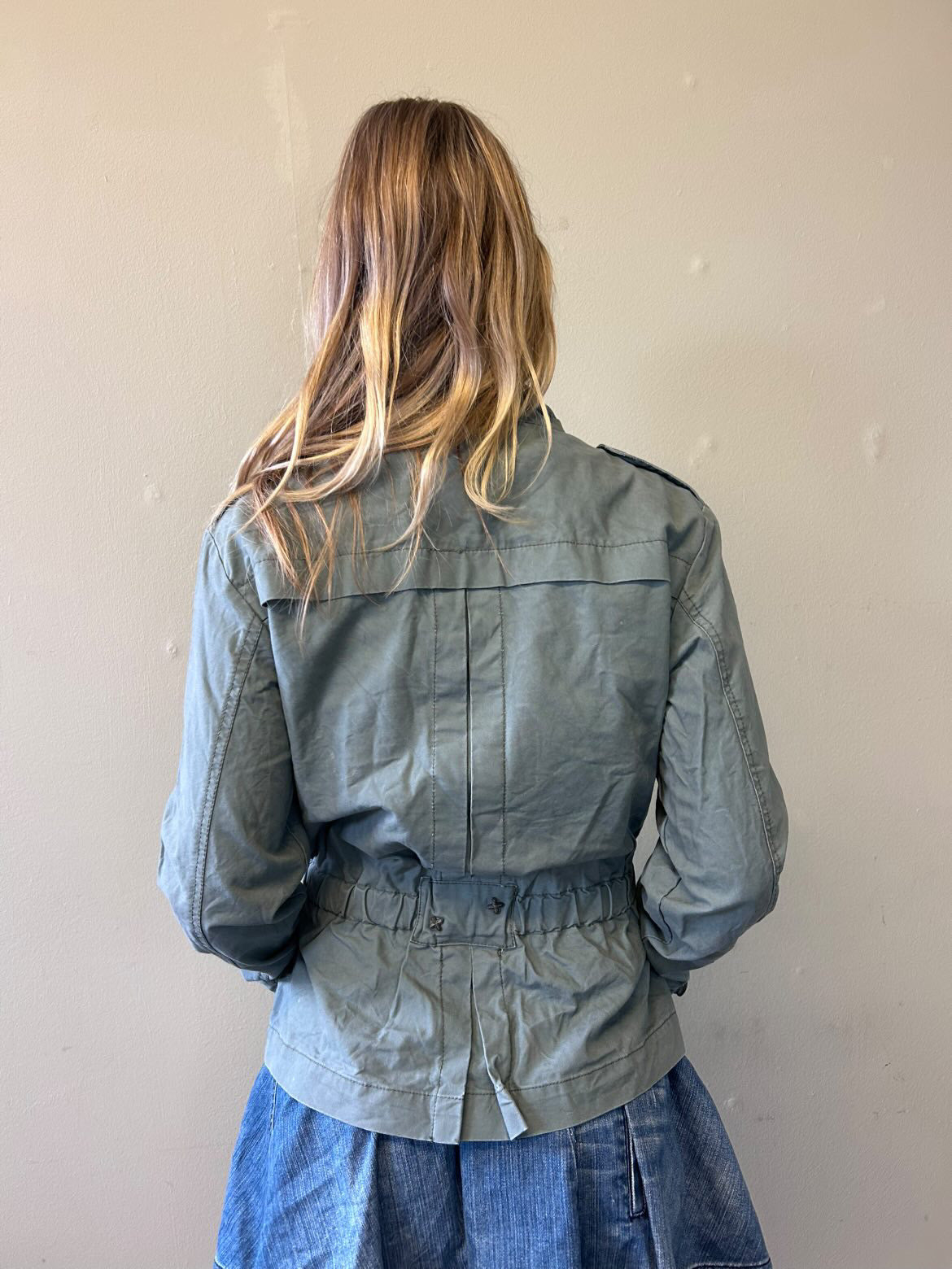 khaki high neck utility jacket