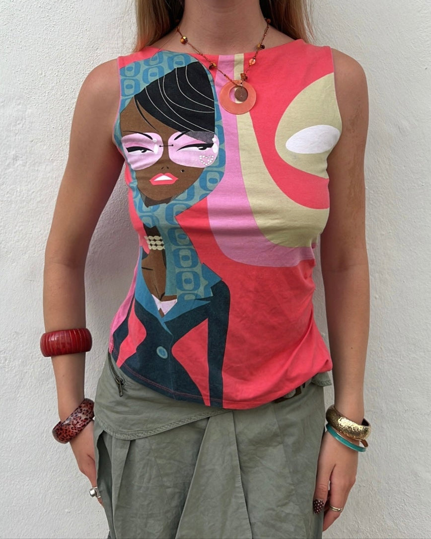 Pink graphic tank top