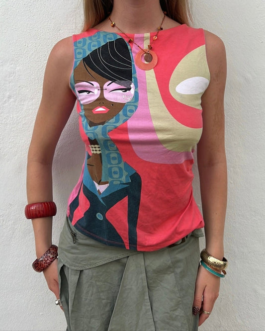 Pink graphic tank top