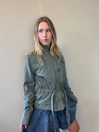 khaki high neck utility jacket