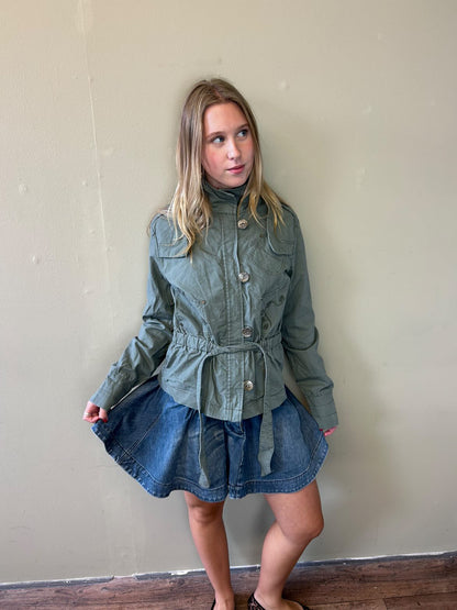 khaki high neck utility jacket