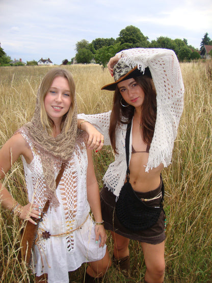 Brown denim mini skirt