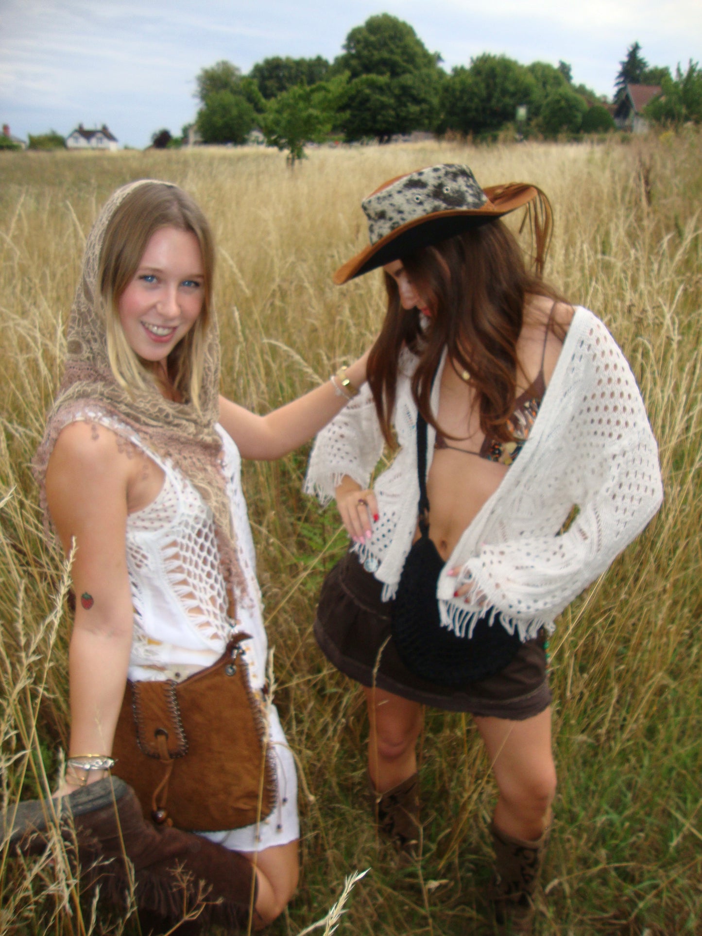 Brown denim mini skirt