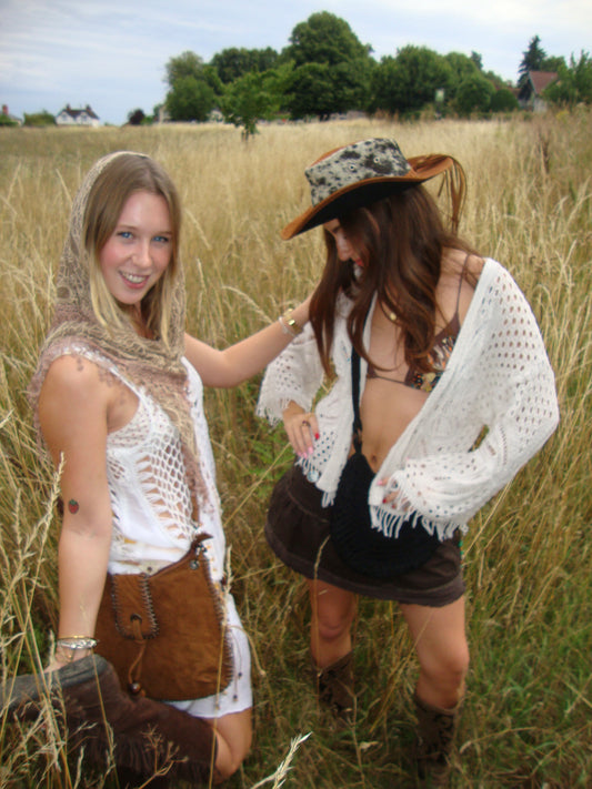 Brown boho crossbody bag