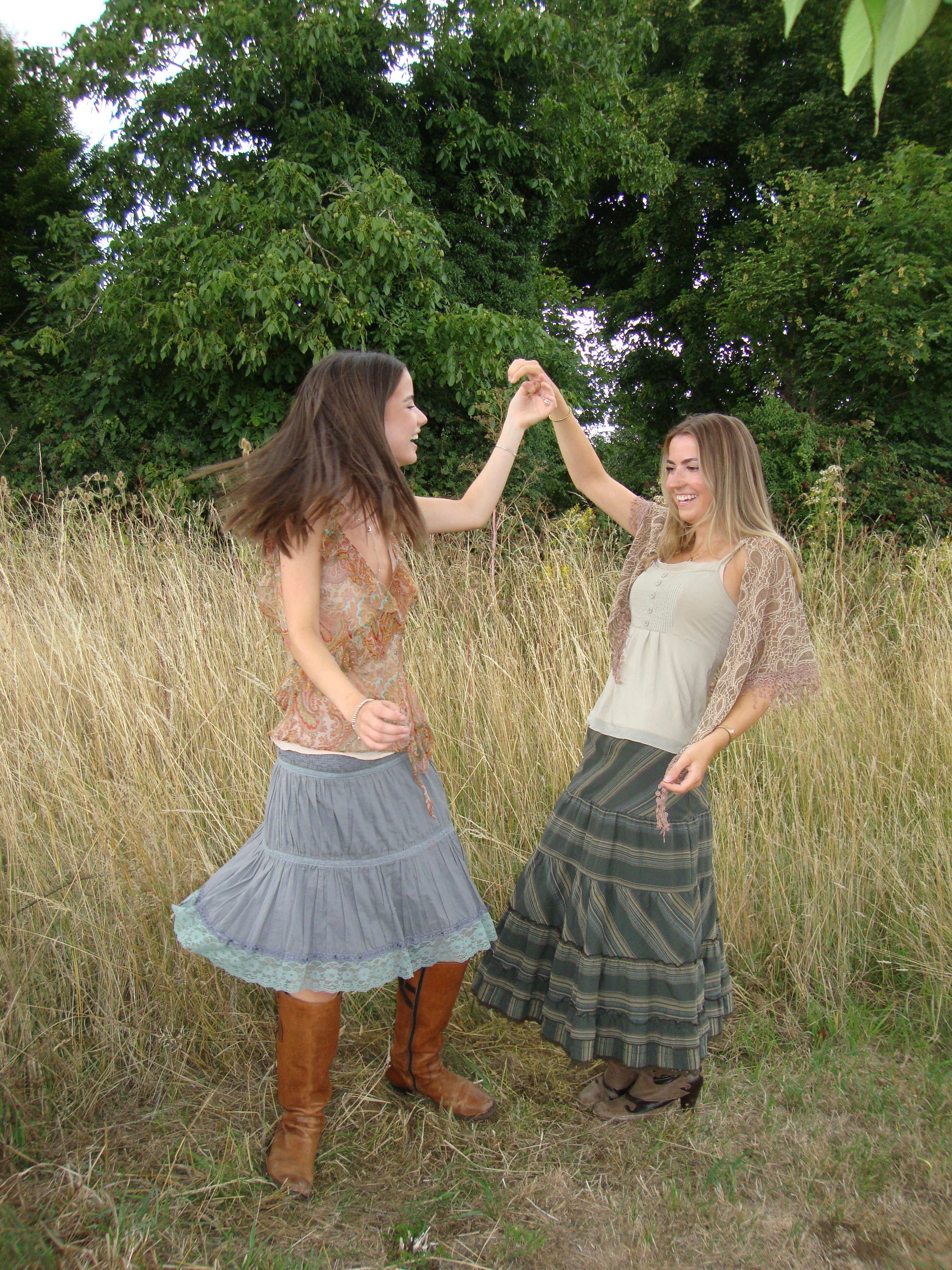 Grey tiered ruffle midi skirt