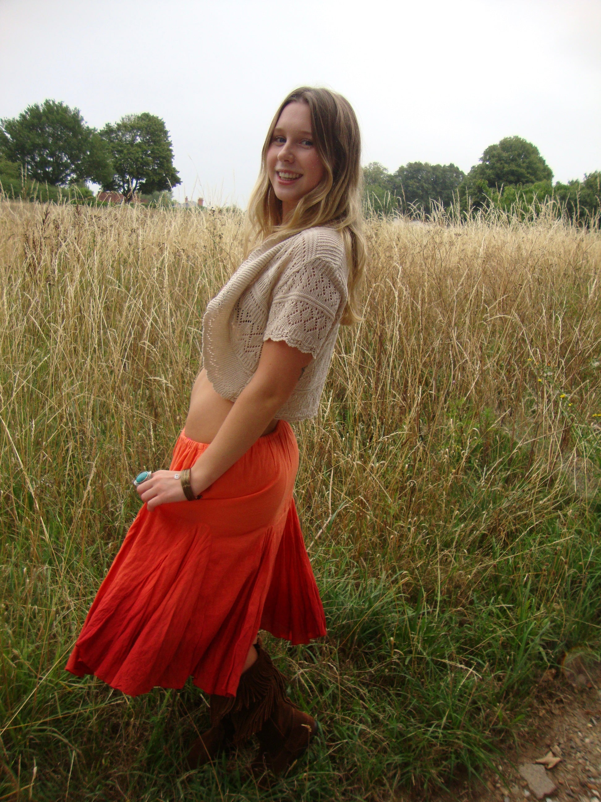 Cream crochet shrug