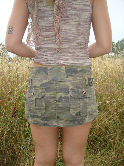 Khaki camo print mini skirt