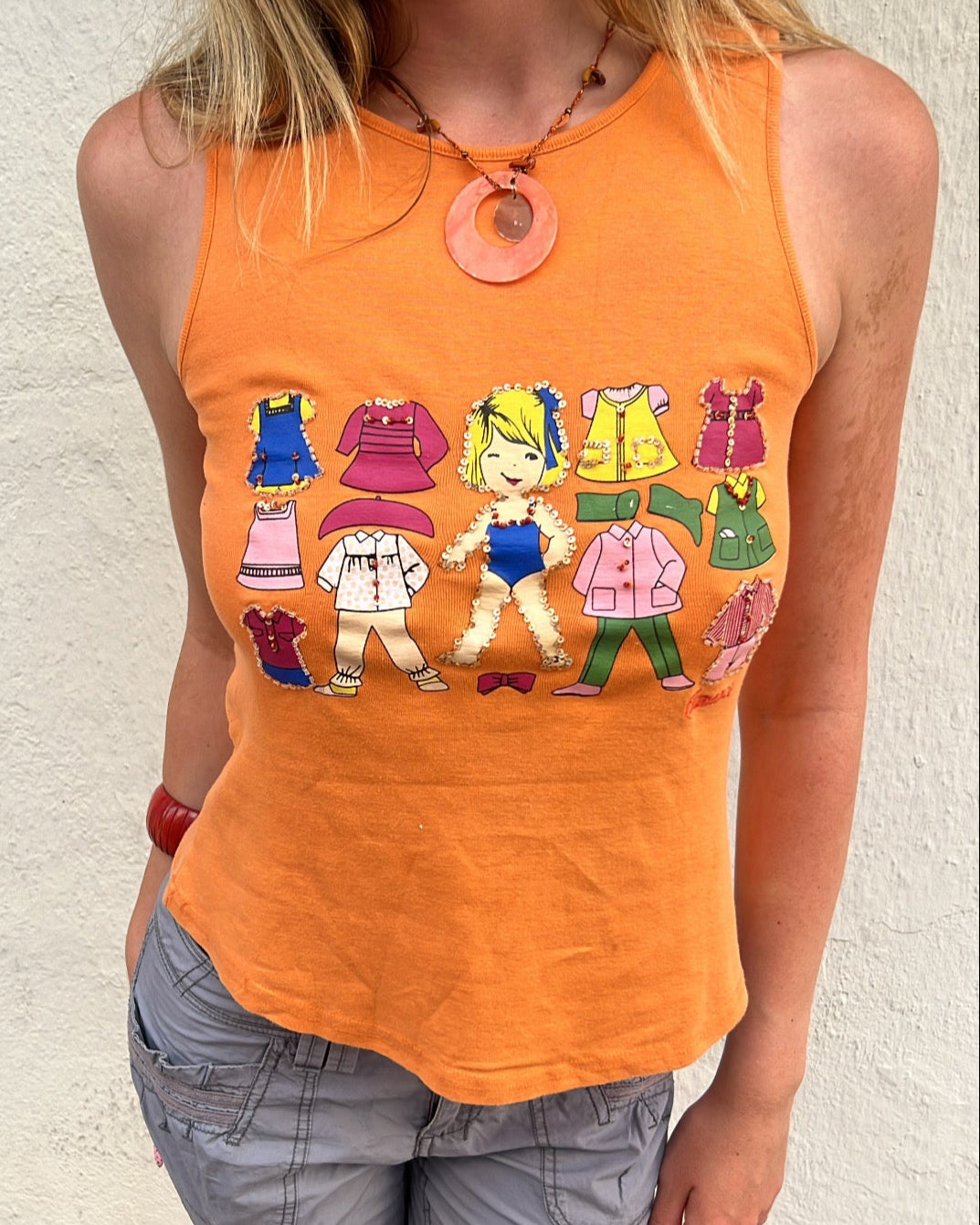 Orange graphic tank top