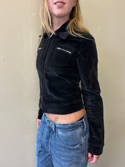 black corduroy zip up jacket