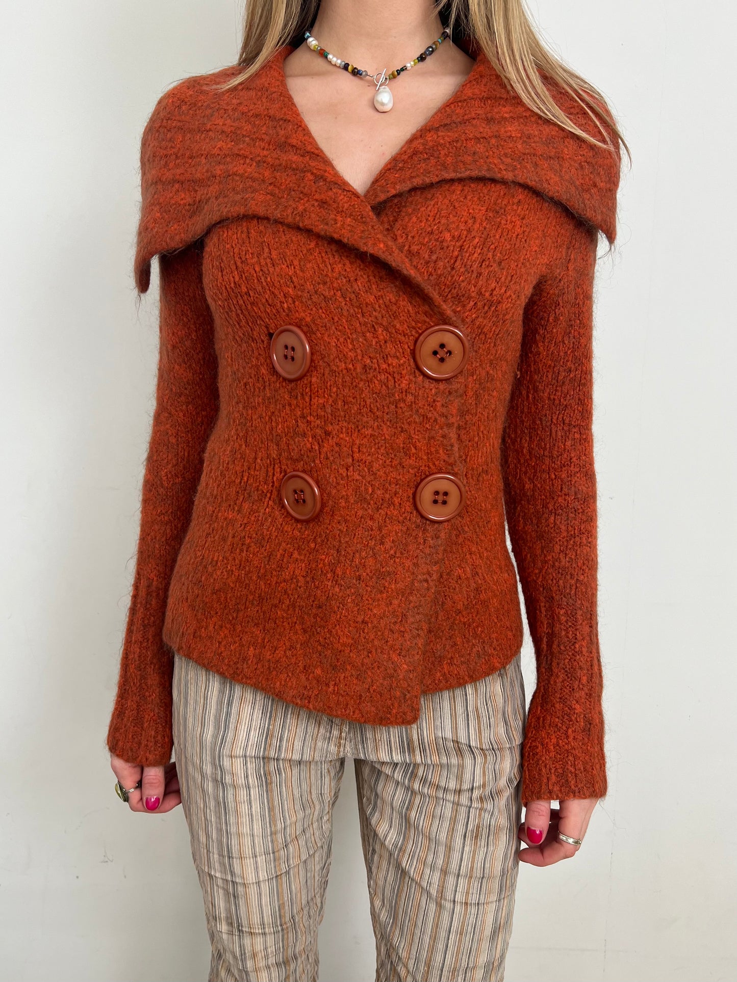 mohair double button knit, M