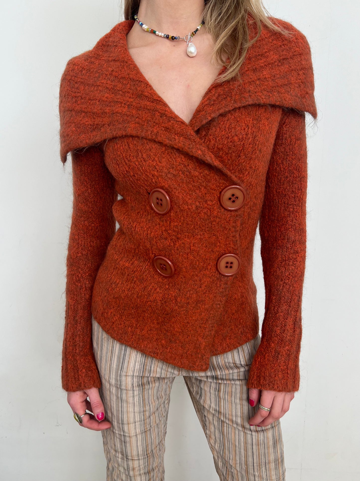 mohair double button knit, M