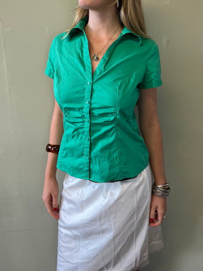 vintage 00s green ruched blouse