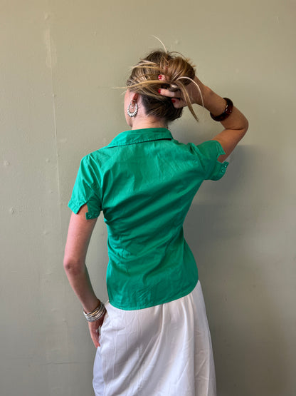 vintage 00s green ruched blouse