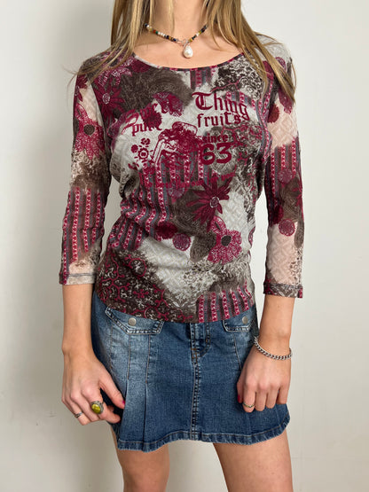 mesh graphic top, M