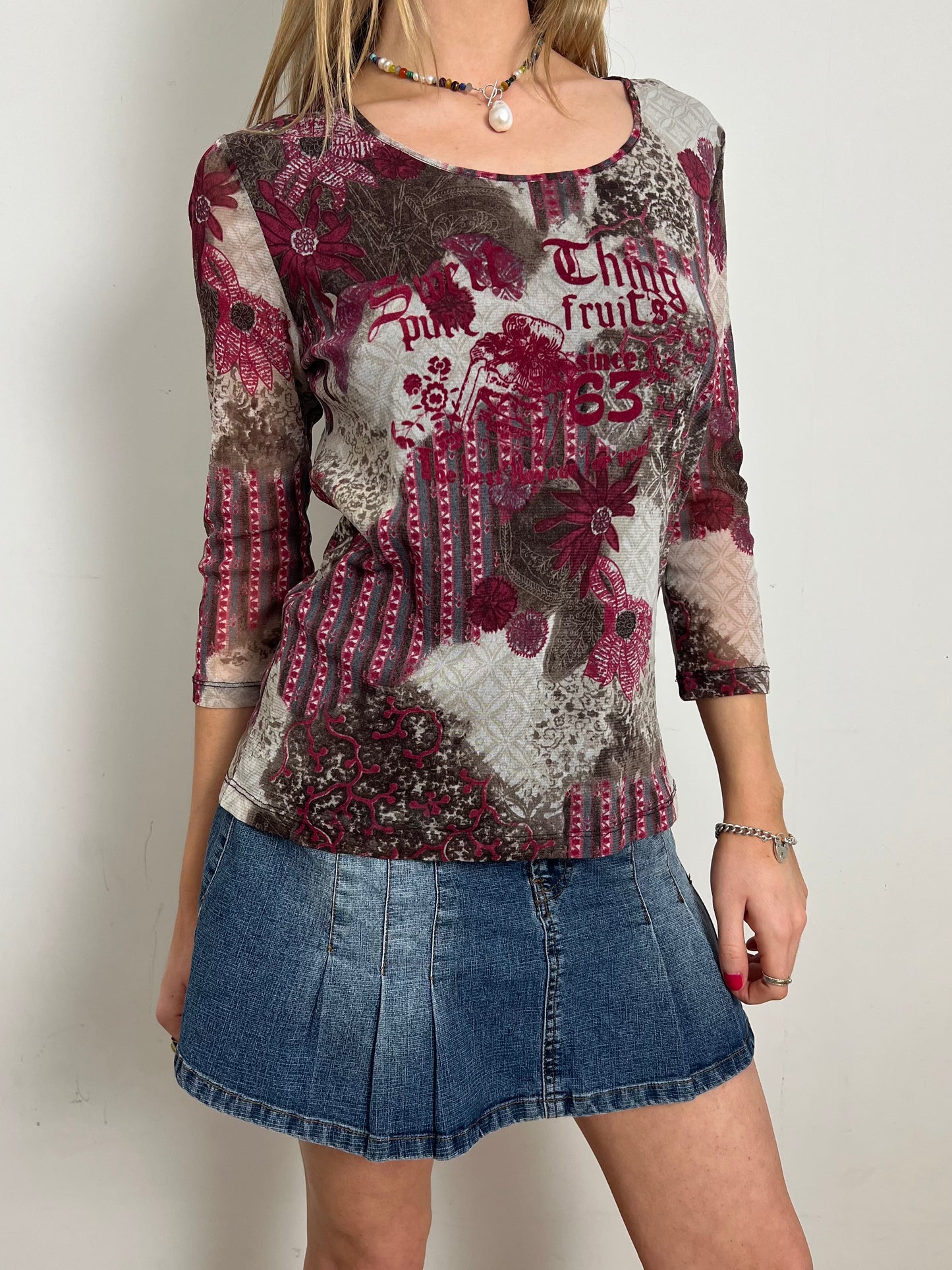 mesh graphic top, M