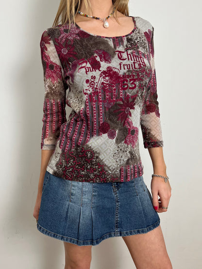 mesh graphic top, M