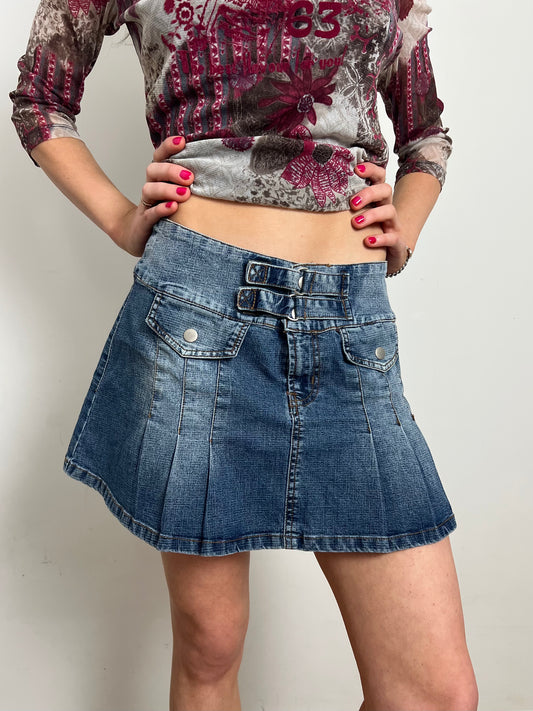 denim mini skirt, S/M