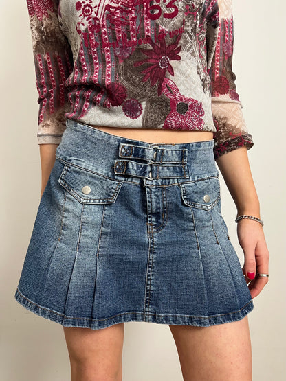 denim mini skirt, S/M
