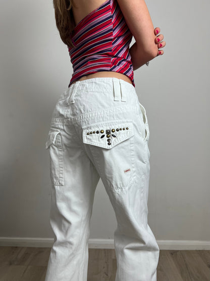 studded white jeans, 31"
