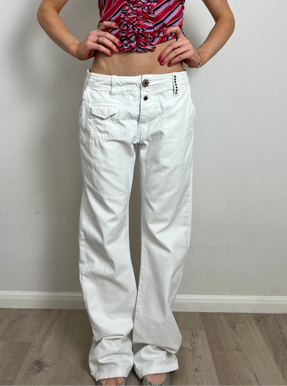 studded white jeans, 31"