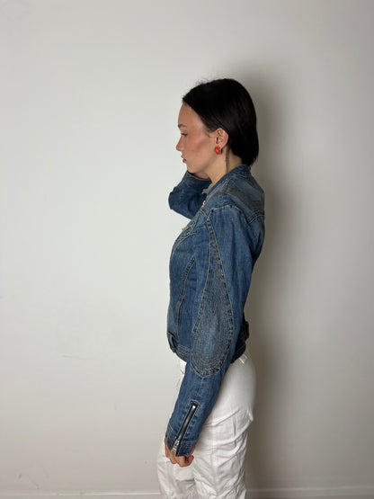 Vintage denim zip up jacket, M