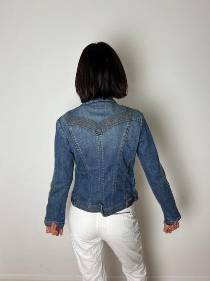 Vintage denim zip up jacket, M