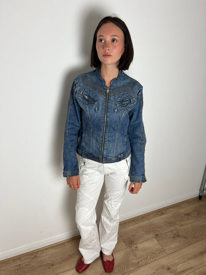 Vintage denim zip up jacket, M