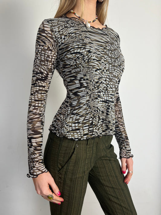 mesh graphic top, M