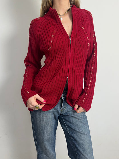 oversized double zip knit, XL