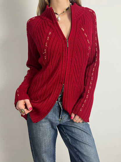 oversized double zip knit, XL