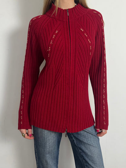 oversized double zip knit, XL