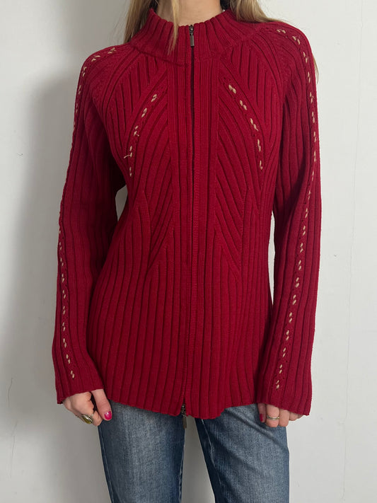 oversized double zip knit, XL
