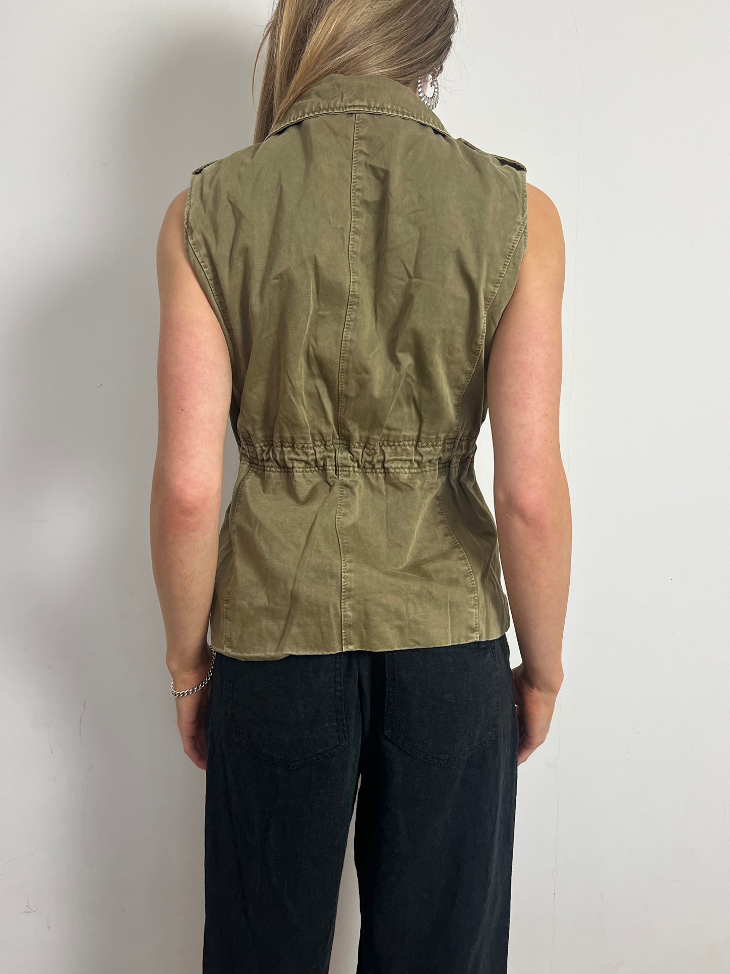 khaki studded waistcoat, S