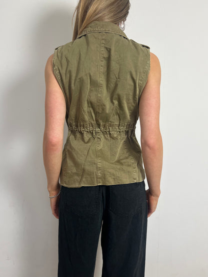 khaki studded waistcoat, S