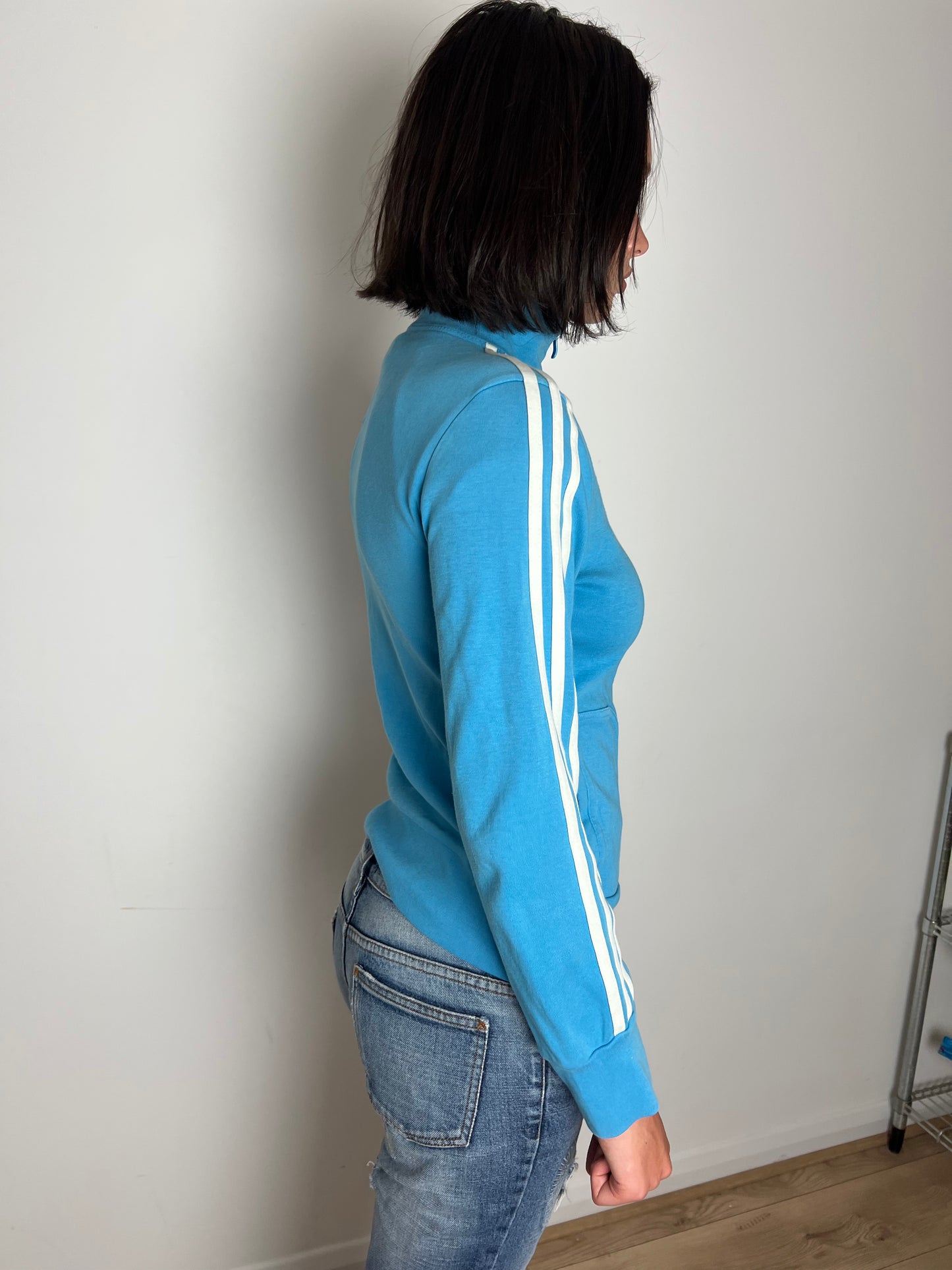 Adidas blue zip up, S/M