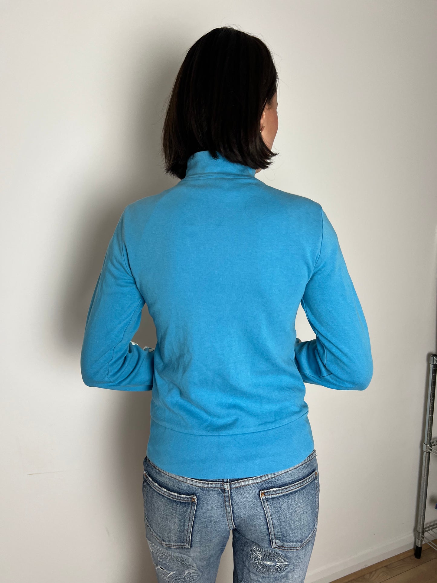 Adidas blue zip up, S/M