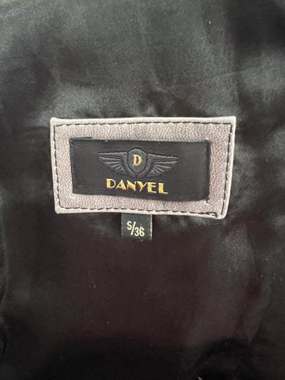 vintage grey zip up leather jacket