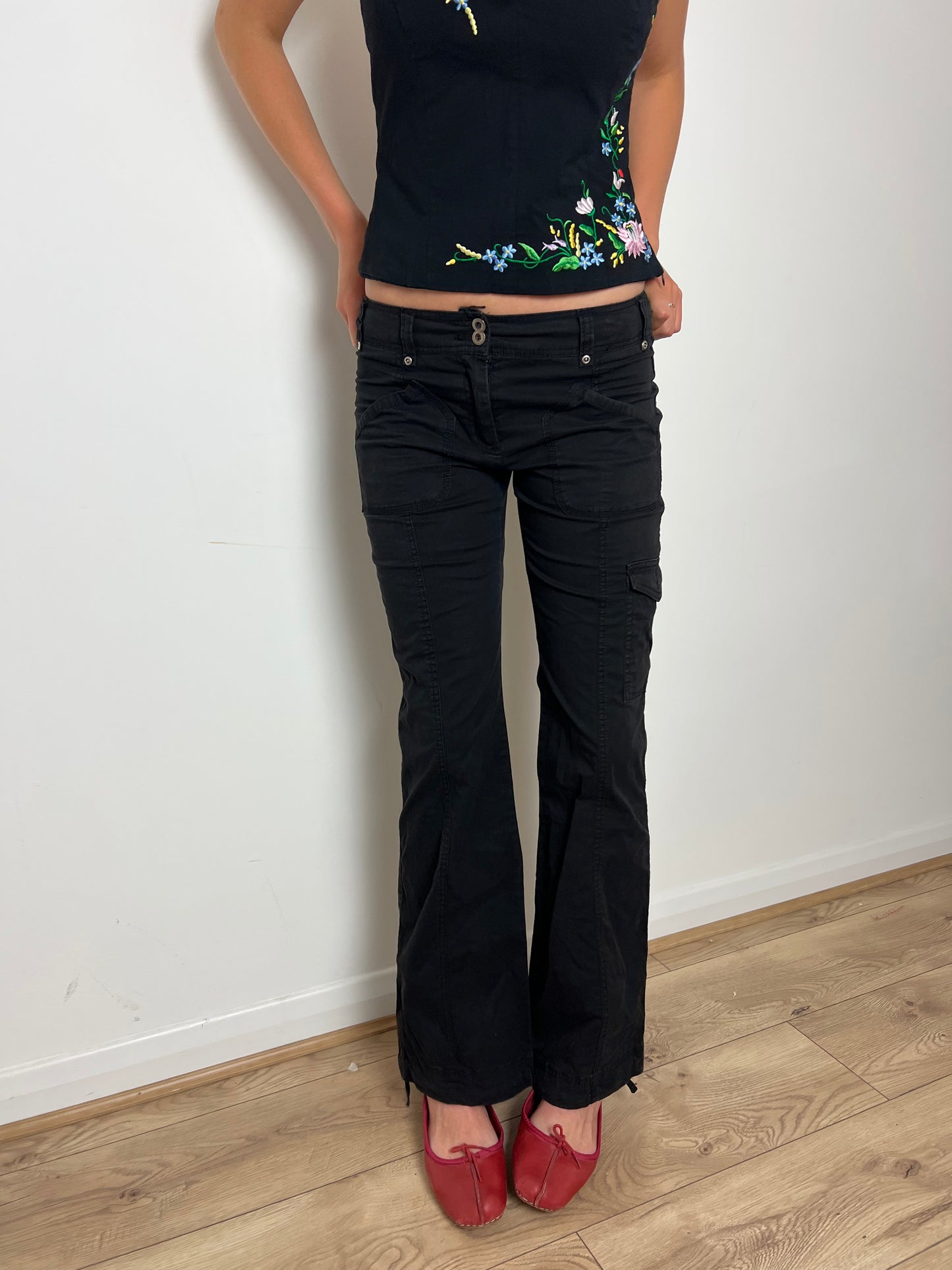 Vintage black cargo trousers, S