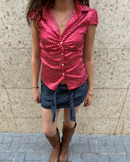 Red polka dot blouse