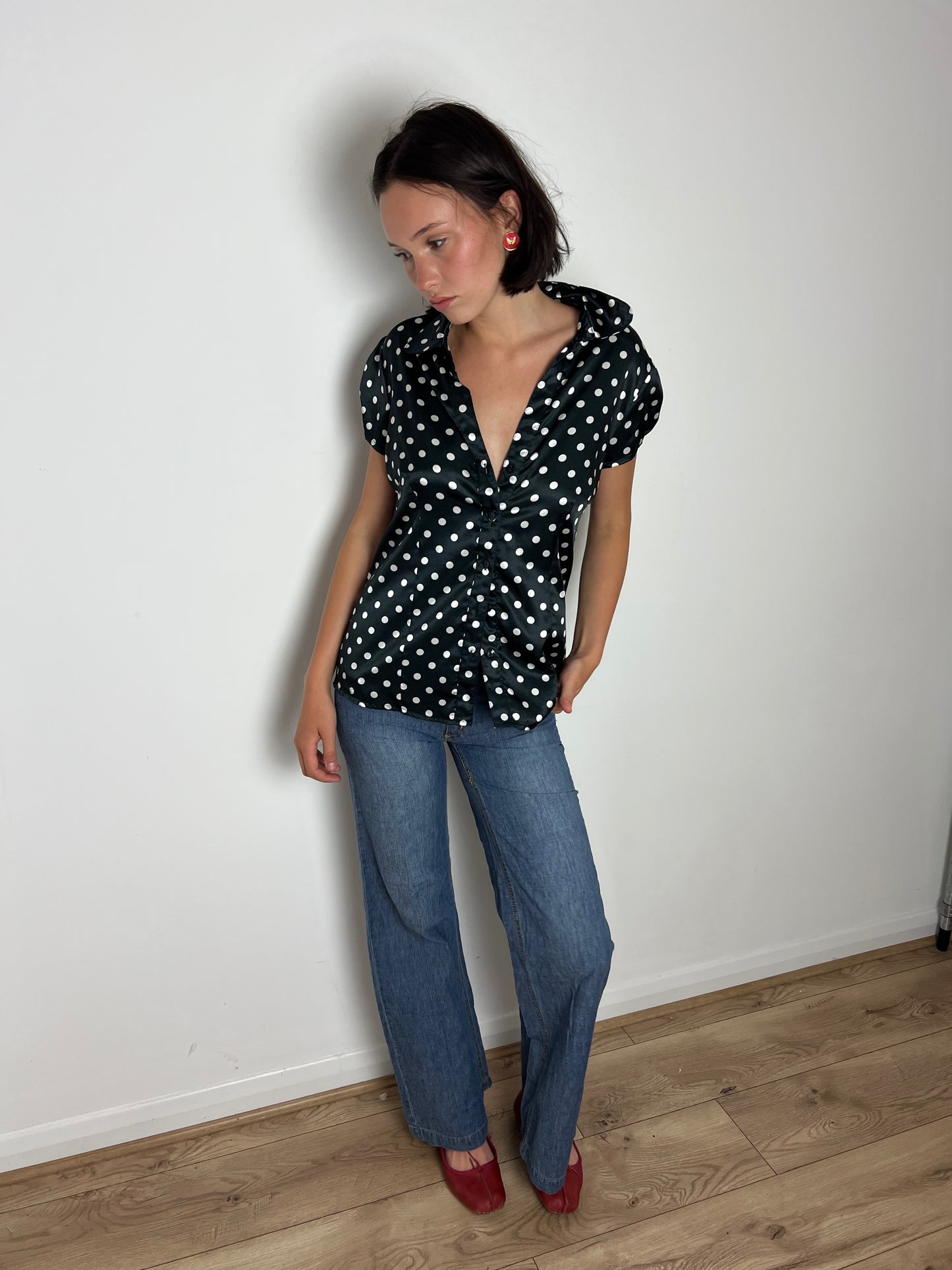 Vintage polka dot blouse, M
