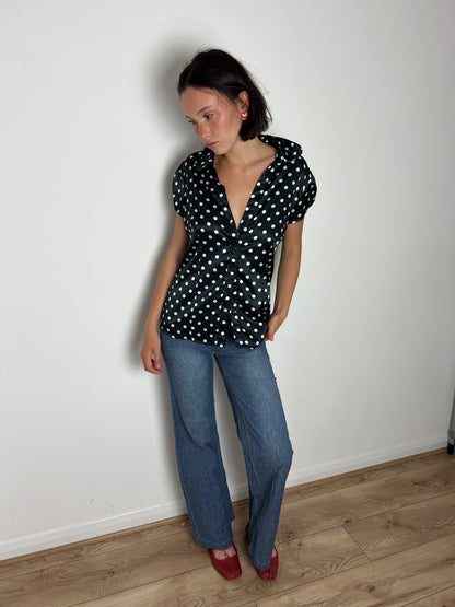 Vintage polka dot blouse, M