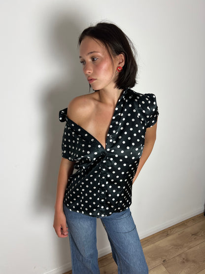 Vintage polka dot blouse, M