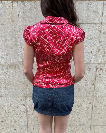 Red polka dot blouse