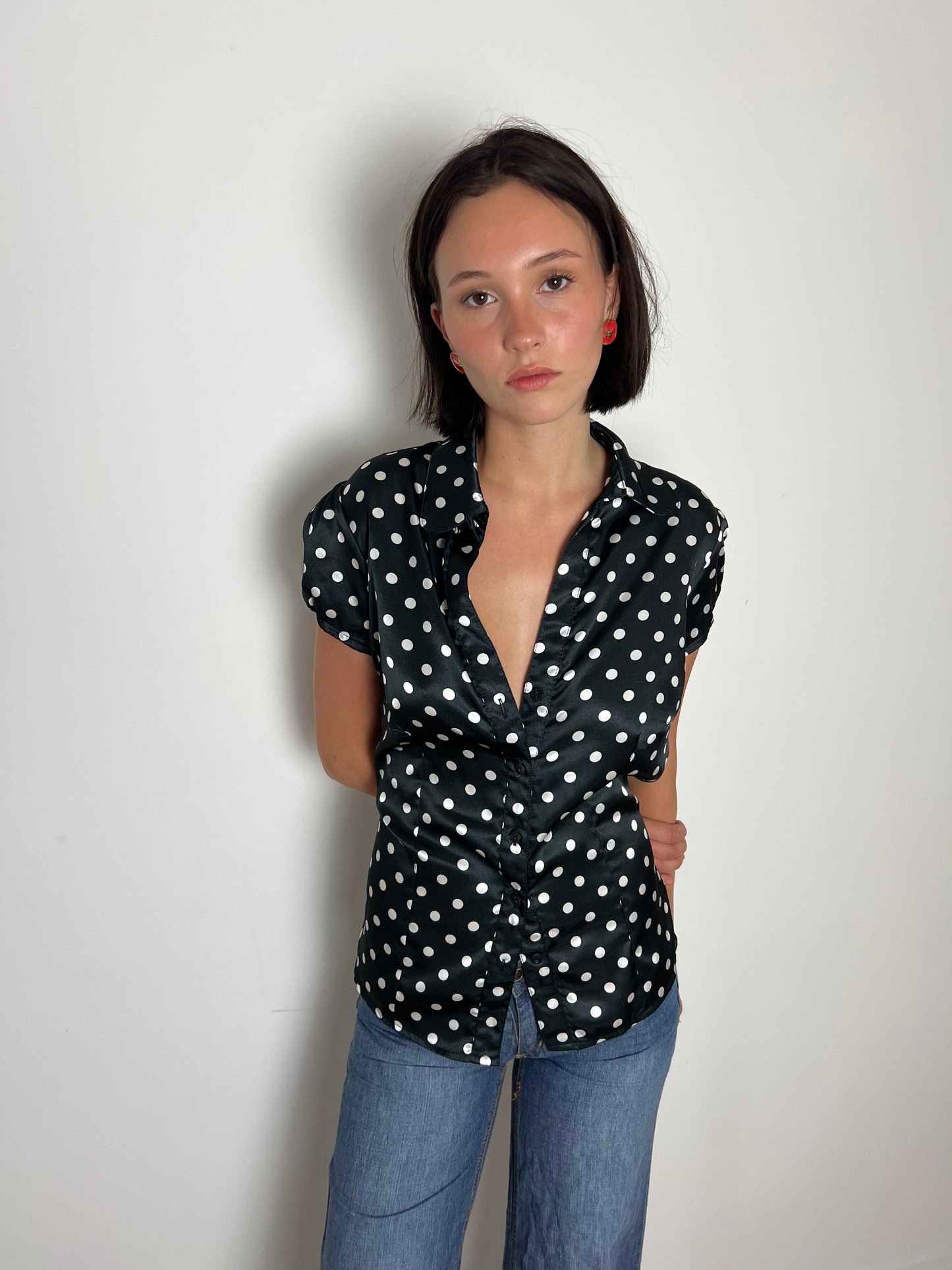 Vintage polka dot blouse, M