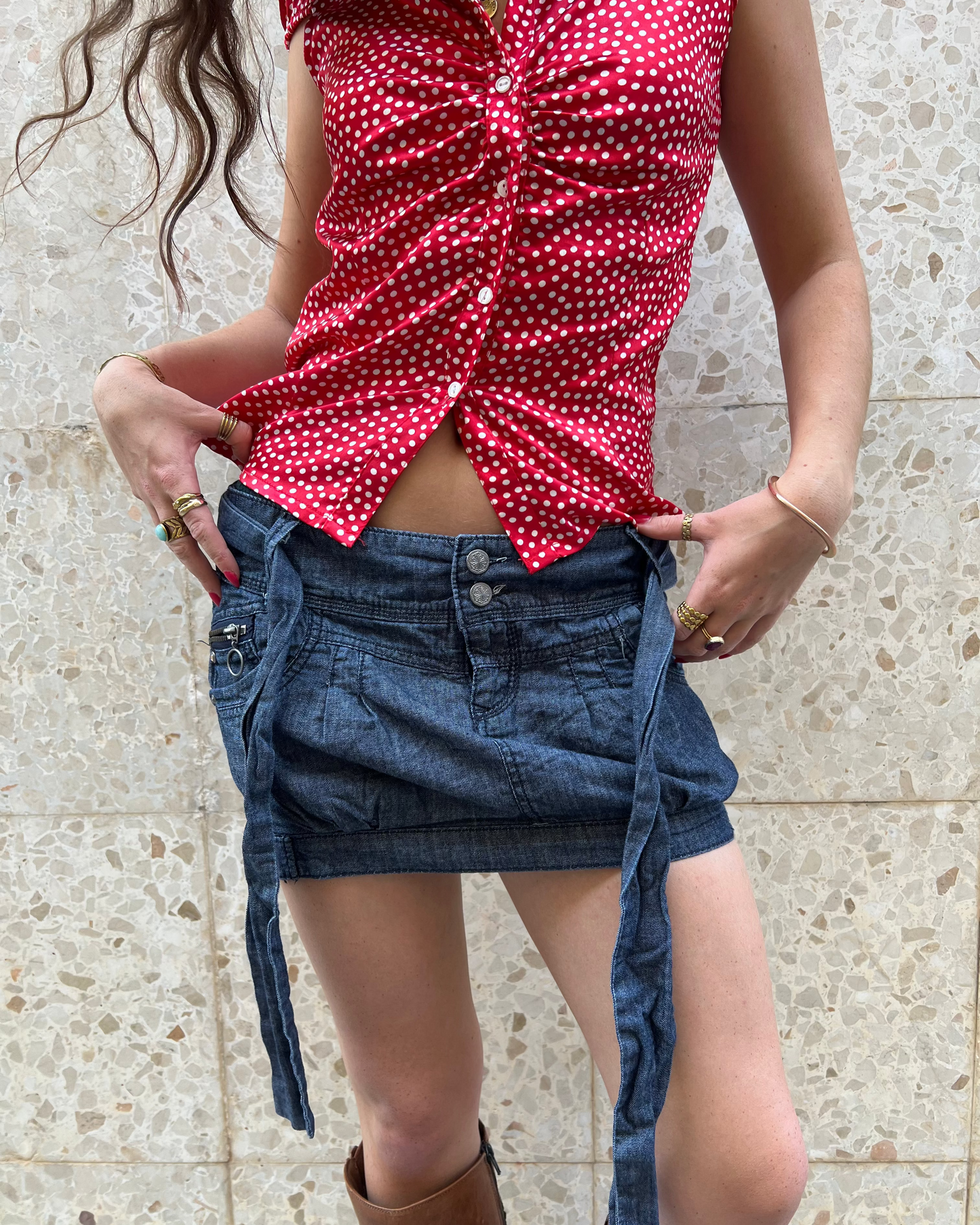 Dark denim mini skirt