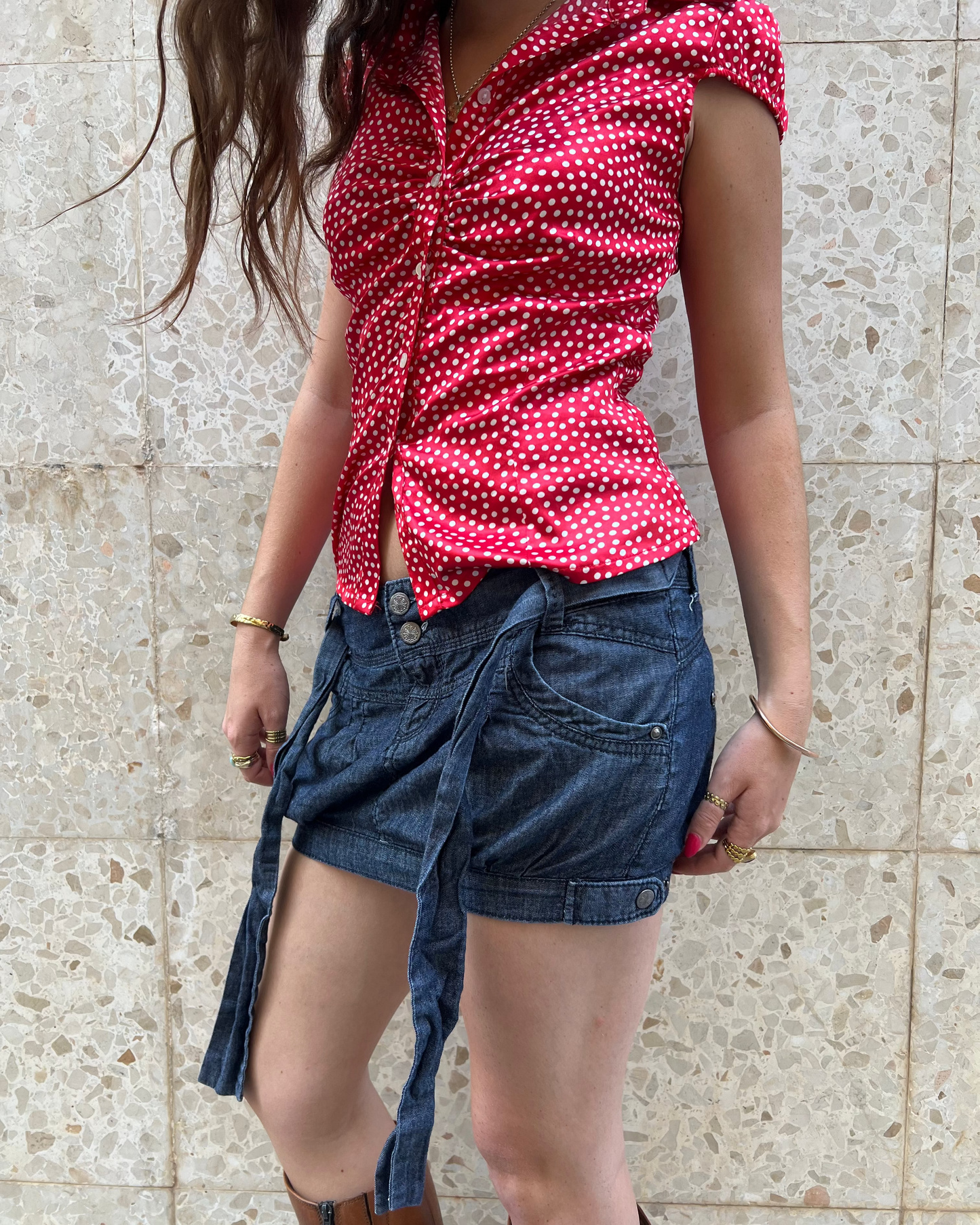 Dark denim mini skirt